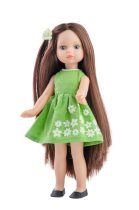   Játék hajasbaba Estela zöld virágos ruhában 21cm Paola Reina