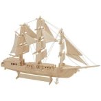 3D Fa puzzle európai hajó (natúr)