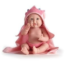Játékbaba nagykereskedés -  Berenguer újszülött lány rózsaszín fürdőköpenyben 43 cm