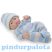 Élethű Berenguer Játékbabák - újszülött fiú kék csíkos kötött ruhában sapkával 24 cm