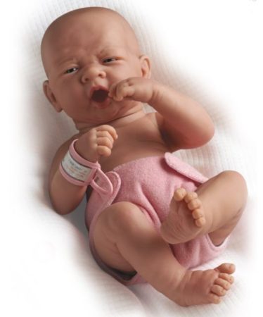 Játékbaba nagykereskedés -  Berenguer újszülött lány karakterbaba rózsaszín pelenkával
