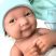 Berenguer mosolygós élethű lány játékbaba 8db-os kék-fehér kiegészítővel 35cm