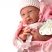 Játékbaba nagykereskedés- Élethű Berenguer Játékbabák- Újszülött lány rózsaszín masnis ruhában sapká