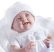 Játékbaba nagykereskedés- Élethű Berenguer Játékbabák- Újszülött lány luxus baba fehér ruhában kiegé