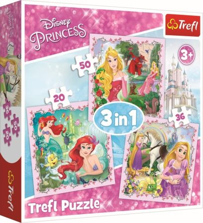 Disney Hercegnők és kiskedvenceik 3in1 puzzle Trefl
