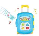 Zenélő baba játék - bőrönd kék színben