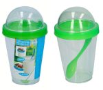 Joghurtos pohár+kanál 300ml - zöld