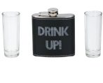 Flaska, 2 röviditalos pohár - Drink Up felirattal