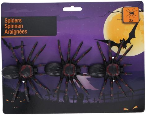 Halloween dekoráció - műanyag pókok 3 db 
