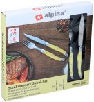 Steak kés és villa 6+6 db ALPINA - sárga