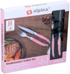 Steak kés és villa 6+6 db ALPINA - rózsaszín