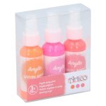   Festékszóró spray akril 3x50ml - narancssárga, rózsaszín, korall