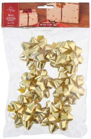 Karácsonyi csomagoló dísz csillag 6db 7cm arany