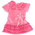Játékbaba ruha 40-45cm - Rózsaszín, pöttyös szoknya