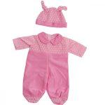 Játékbaba ruha 40-45cm - Rózsaszín pöttyös