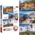   Portofino, Santorini és Kappadókia - 3 x 500 db-os puzzle - Trefl