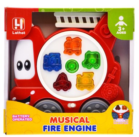 Tűzoltóautó formájú hangot adó bébi játék