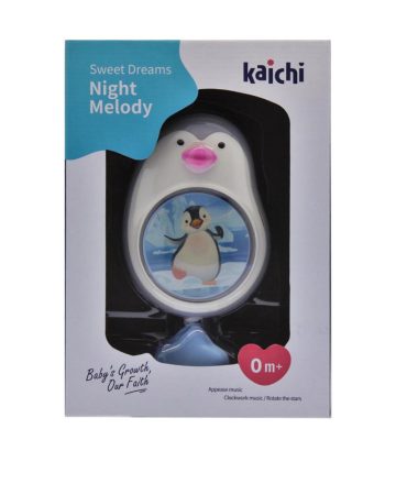 Night Melody Zenélő baba játék kiságyra Pingvines Kaichi
