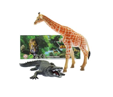 Játék vadállat figura 2 db-os - krokodil és zsiráf