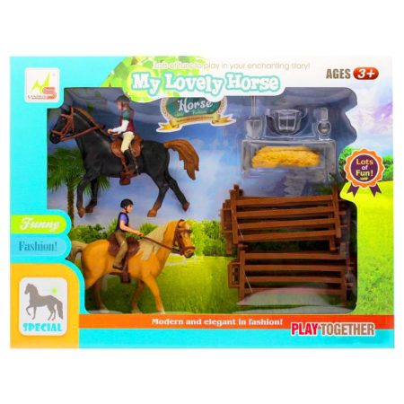 Játék lovas készlet, ló, lovas kiegészítőkkel
