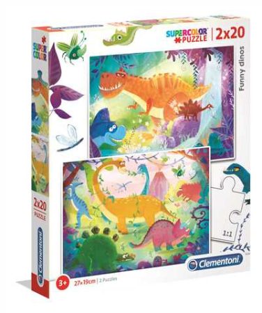 Funny Dinos - 2x20 db-os puzzle - Clementoni