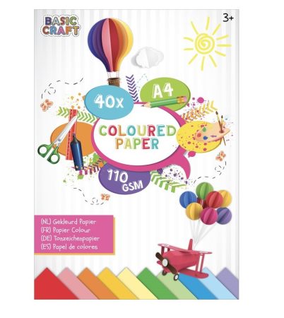 A4-es színes papír lapok 110 gsm, 40 oldal 10 szín