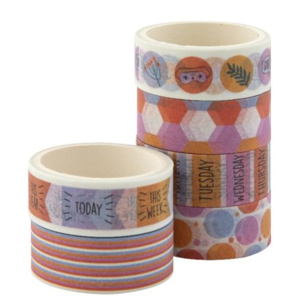 Washi tape színes ragasztószalag 2,5m 6 db-os - 3