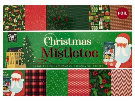 Karácsonyi mintás 24 oldalas díszítő papír készlet 11,5x16,5cm 230 gsm - Mistletoe