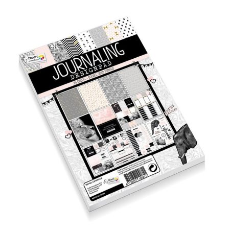 Journaling Design Pad - 24 oldalas kreatív papírlap A5 méretben, kinyomható, 2 oldalas arany, núd, fehér, fekete színek