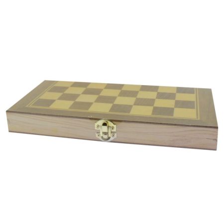 Fa sakk 3 az 1ben: sakk, dáma, backgammon.  28x14 cm