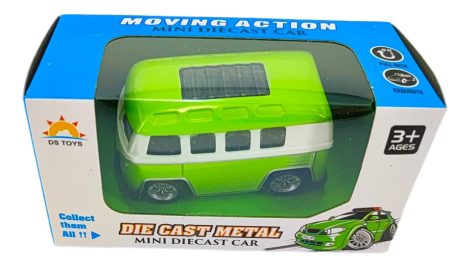 Fém játékautó lendkerekes zöld kisbusz