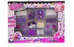   Gyöngy készlet kislányoknak lila-fehér, 36x28 cm tükrös hátfalú dobozban