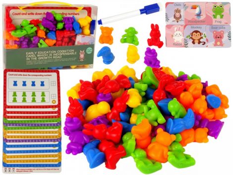 Erdei állatos - Montessori oktató játék letörölhető feladatlapokkal