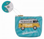   Pénztárca erszény, VW T1 Busz mintával kb. 9 x 11 cm, PVC - Kék