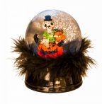 Halloween hógömb 8,6x6,5 cm ledes - koponya figura tökkel