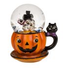 Halloween tök csészében hógömb - Koponya és denevér