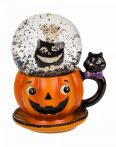   Halloween tök csészében hógömb - Fekete macska és múmia