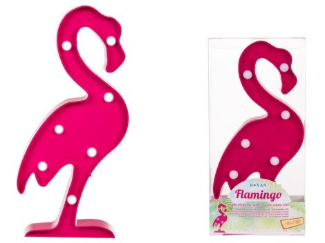 Flamingó világító dísz, 7LED, 30x14cm