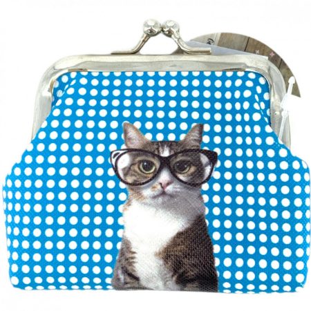 Pénztárca kutyás, cicás - kék-szemüveges cica