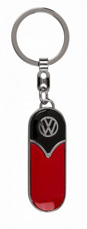 Fém kulcstartó, VW T1 6 cm - fekete-piros