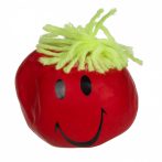 Stressz elleni labda, vicces arcokkal, kb. 8 cm - piros