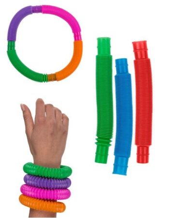 Fidget Pop Tube - flexibilis karkötő 13 cm 3 db - zöld, kék, piros