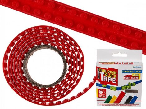 Rugalmas piros építőkocka szalag, 125cm Legohoz