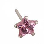 Gyerek fülbevaló - csillag alakú rózsaszín kővel