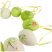 Dekorácíós műanyag tojás zöld és fehér virágmintával 12 db