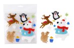   Karácsonyi ablakzselé - Pingvin, rénszarvas, jegesmaci, mókus dekor figurákkal