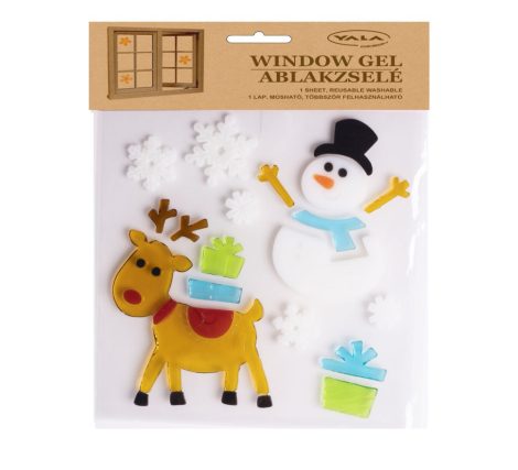 Karácsonyi ablakzselé - Hóember, rénszarvas dekor figurákkal