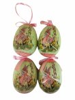 Húsvéti dekorációs tojás nyuszival zöld színű 4db