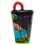 Minecraft műanyag pohár szívószállal 430 ml