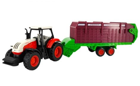 Játék traktor szénaszedő pótkocsival 1:72